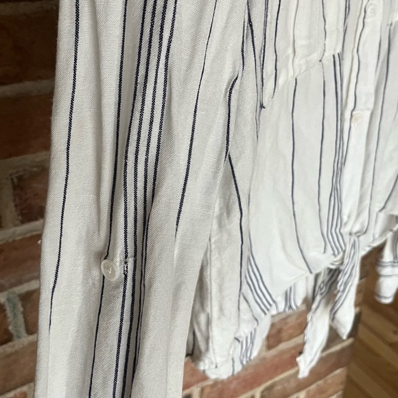 Linen Striped Tie Button Down - Picture 4 of 5